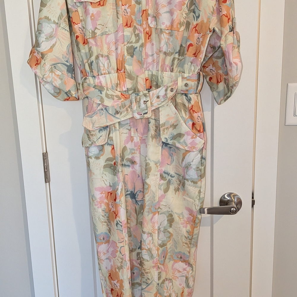 Pastel Floral Belted Jumpsuit